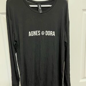 Agnes & Dora Black Long Sleeve Graphic Easy Tee